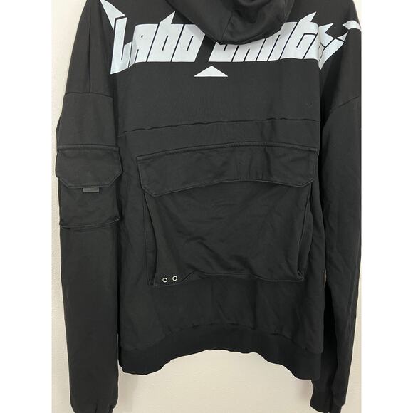 Labo Bantti Large Black Streetwear Hoodie Utility Back Pocket - Picture 8 of 8